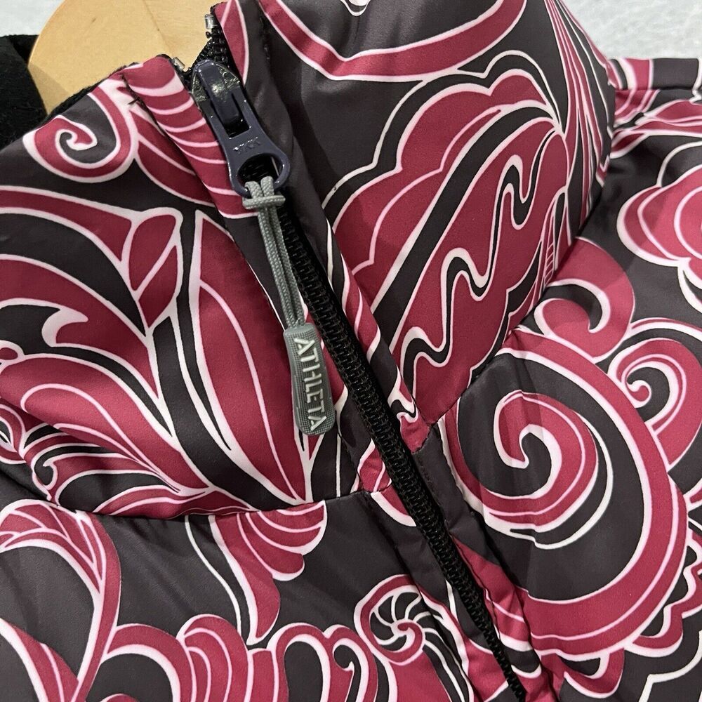 Athleta Down Filled Puffer Vest Womens XS Coat Paisley Puffer Pink Winter Floral - Picture 7 of 11